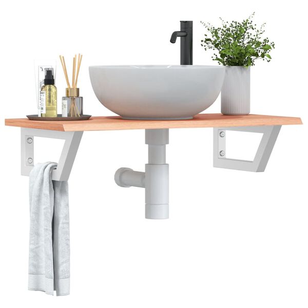 vidaXL Стенен рафт за мивка, стомана и масивно дърво дъб