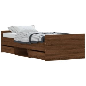 vidaXL Рамка за легло с горна и долна табла, кафяв дъб, 100x200 см