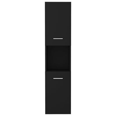 vidaXL Шкаф за баня, черен, 30x30x130 см, ПДЧ