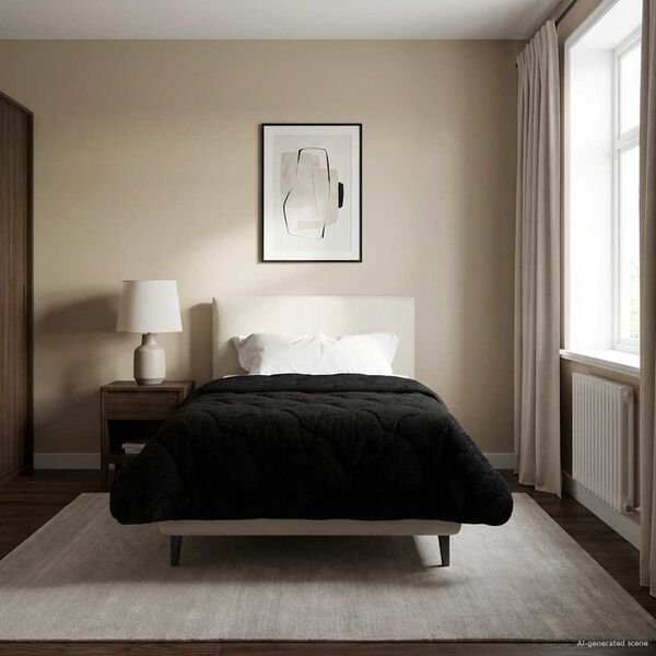 vidaXL Пълно годишно юрганче Патичено Черно 135 x 220 см