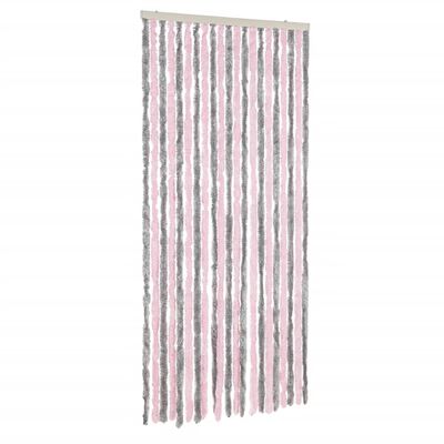 vidaXL Ресни за врата против мухи, сиво и розово, 100x200 см, шенил