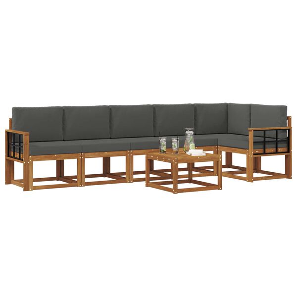 vidaXL Комплект дивани за открито 7 pcs Натурален и Антрацит