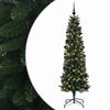 vidaXL Изкуствена тясна коледна елха с топка 210 см 300 LED светодиода