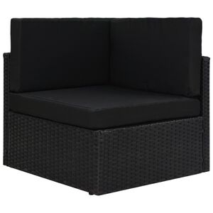 vidaXL Модулен ъглов диван, полиратан, черен