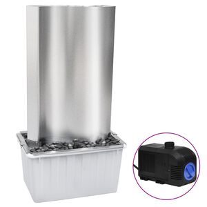 vidaXL Градински фонтан сребрист 60,2x37x122,1 см неръждаема стомана