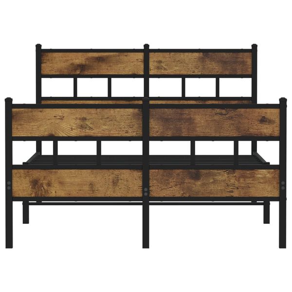 vidaXL Метална рамка за легло, без матрак, опушен дъб, 120x190 см