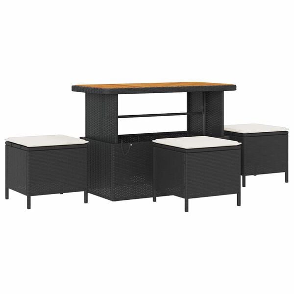 vidaXL Градински Софа Комплект 13 pcs Черен и кремав полиратан