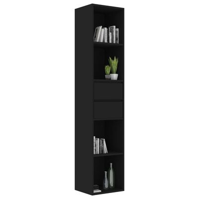 vidaXL Шкаф библиотека, черен, 36x30x171 см, ПДЧ