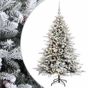 vidaXL Изкуствена коледна елха с топки 120 см 150 LED светодиода