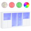 vidaXL Сайдборд с LED светлини, бял, 202x37x100 см