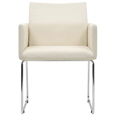 vidaXL Трапезни столове, 2 бр, имитация на лен, бели, текстил