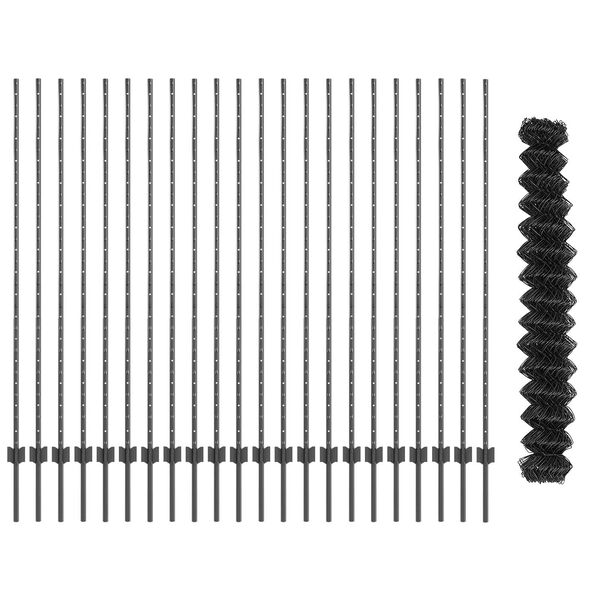 vidaXL Ограда с пост Сив 1,6 x 25 m Стомана и PVC