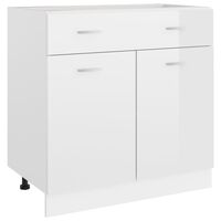 vidaXL Долен шкаф с чекмедже, бял гланц, 80x46x81,5 см, ПДЧ