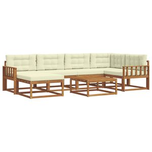 vidaXL Комплект дивани за открито 7 pcs Натурален и Крема