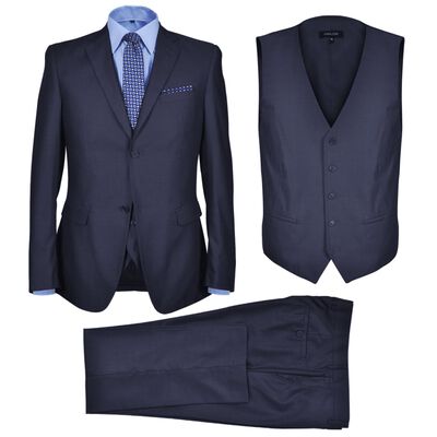Три-компонентен мъжки бизнес костюм, размер 54, тъмносин