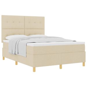 vidaXL Легло с пружинирана основа с таблото Крем 160 x 200 cm текстил