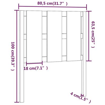 vidaXL Горна табла за легло, 80,5x4x100 см, бор масив