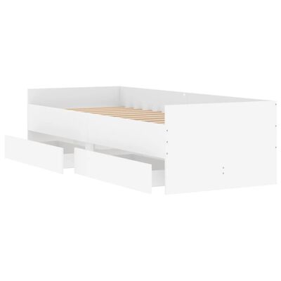 vidaXL Рамка за легло с чекмеджета бяло 75x190 см Small Single