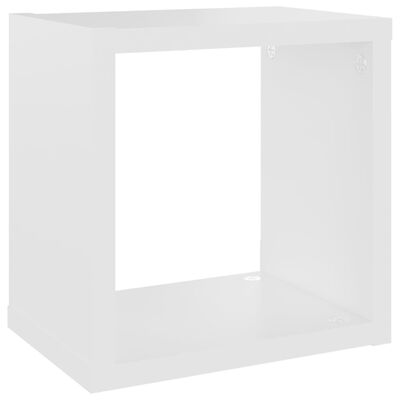 vidaXL Стенни кубични рафтове, 4 бр, бяло и дъб сонома, 22x15x22 см