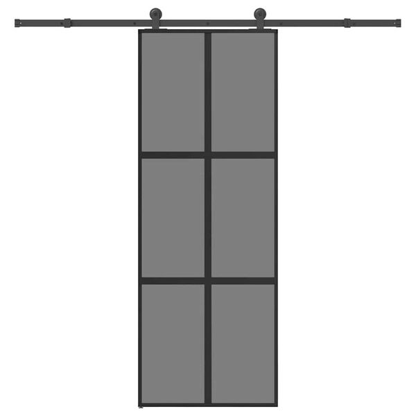 vidaXL Плъзгаща се врата с обков 76x205 см Закалено стъкло&Алуминий