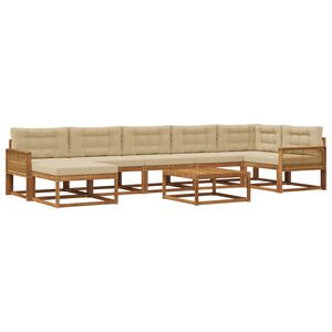 vidaXL Комплект дивани за открито 8 pcs Натурален и Бежов