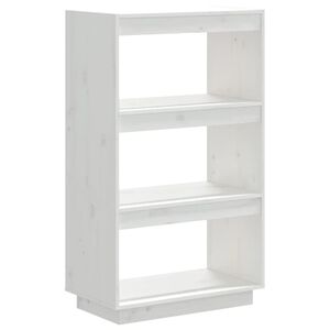 vidaXL Библиотека/разделител за стая, бяла, 60x35x103 см, бор масив