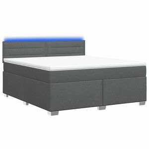 vidaXL Легло с пружина и матрак с LED Тъмносиво 160 x 200 cm Текстил