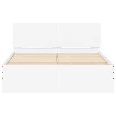 vidaXL Рамка за легло с горна табла и LED, бяла, 135x190 см
