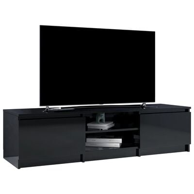 vidaXL ТВ шкаф, черен гланц, 140x40x35,5 см, ПДЧ
