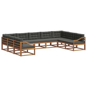 vidaXL Комплект дивани за открито 9 pcs Натурален и Антрацит