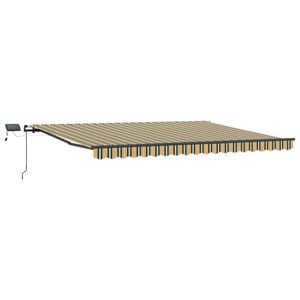 vidaXL Прибираща се тента Зелен и жълт 400 &times; 350 cm Тъкан и алуминий