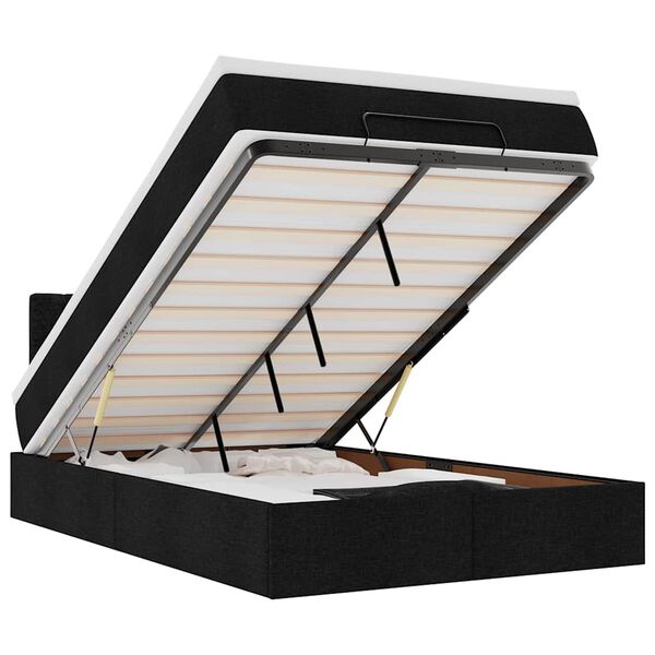 vidaXL Османска легло с матрак и LED, черно, 120x190 см, плат
