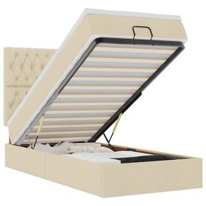 vidaXL Османска легло с матрак и LED, кремаво, 90x200 см, плат