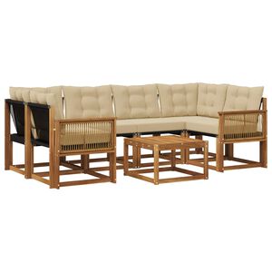 vidaXL Комплект дивани за открито 7 pcs Натурален и Бежов
