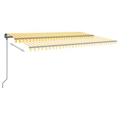 vidaXL Автоматично прибиращ се сенник с прътове, 5x3 м, жълто и бяло