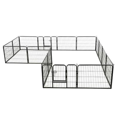 vidaXL Заграждение за куче, 16 панела, стомана, 60x80 см, черно