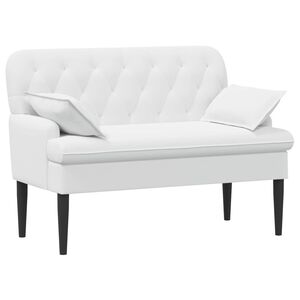 vidaXL Двуместен диван с копчета Бяло 111 x 68 x 80 см Текстил