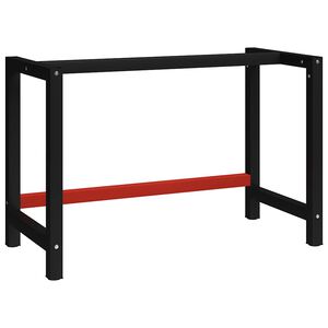 vidaXL Рамка за работна маса, метал, 120x57x79 см, черно и червено