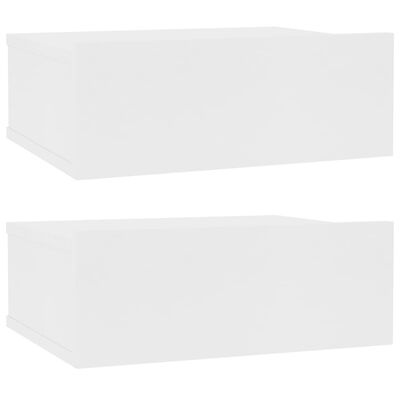 vidaXL Нощни шкафчета за стена, 2 бр, бели, 40x30x15 см, ПДЧ
