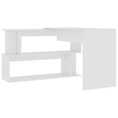 vidaXL Ъглово бюро, бяло, 200x50x76 см, ПДЧ