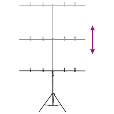 vidaXL T-образна стойка за фон, черна, 151x60x(70-200) см
