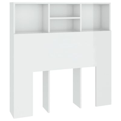 vidaXL Табла за легло тип шкаф, бял гланц, 100x19x103,5 см