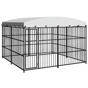 vidaXL Дворна клетка за кучета с покрив, 300x300x210 см