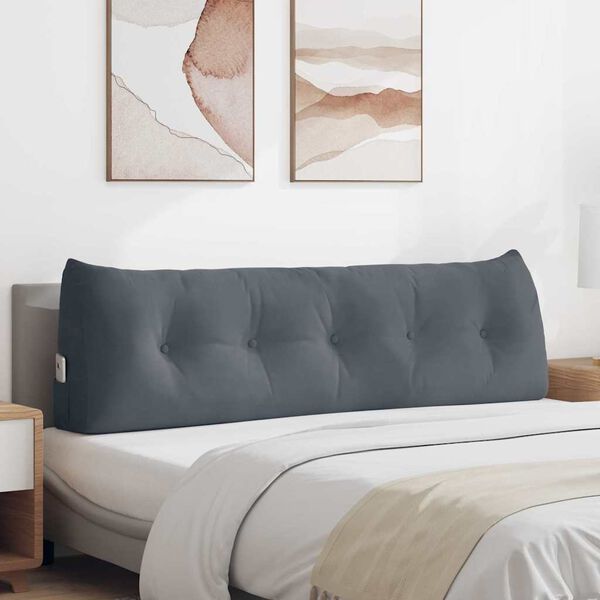 vidaXL Възглавница за гръб Тъмен сив 160 x 24 x 50 см Кадифе
