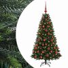 vidaXL Изкуствена коледна елха с топки 120 см 150 LED светодиода