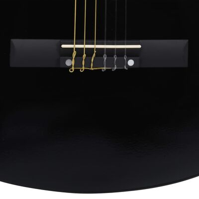 vidaXL Класическа китара за начинаещи, черна, 4/4, 39", липово дърво