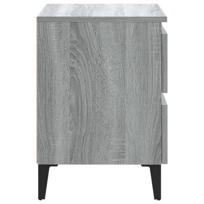 vidaXL Нощно шкафче с метални крака, сив сонома, 40x35x50 см