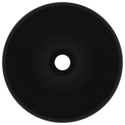 vidaXL Мивка за баня лукс кръгла матово черна 32,5x14 см керамика