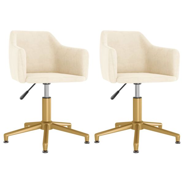 vidaXL Въртящи трапезни столове, 2 бр, кремави, кадифе