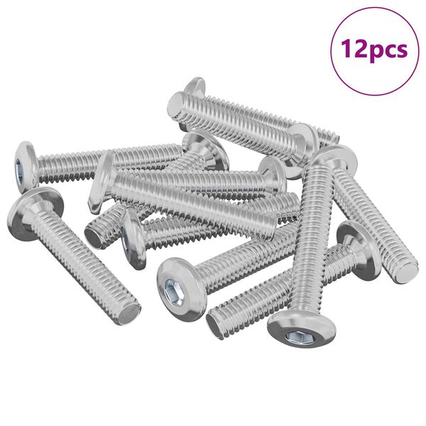 vidaXL Винт с глава 12 pcs Сребрист M6 x 35 mm Стомана
